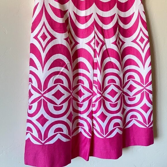 TALBOTS Pink & White Textured Cap Sleeve Pleated Dress Size 6P Petite - Picture 3 of 9